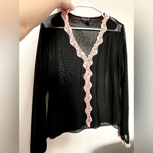 Balletcore sheer lace detail cardigan
